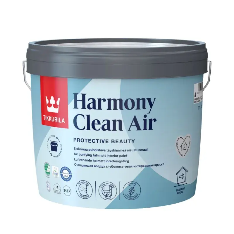 Tikkurila Harmony Clean Air Глубокоматовая интерьерная краска Технология очистки воздуха "База А" 2.7L