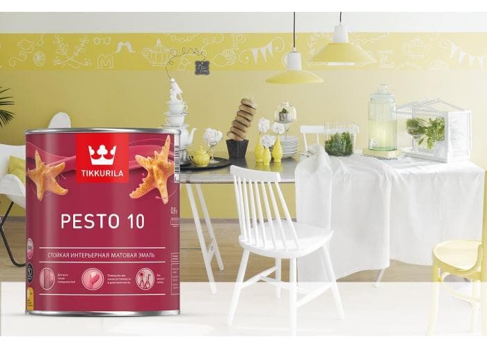 Tikkurila Pesto 10 Стойкая универсальная матовая эмаль "База C"9L